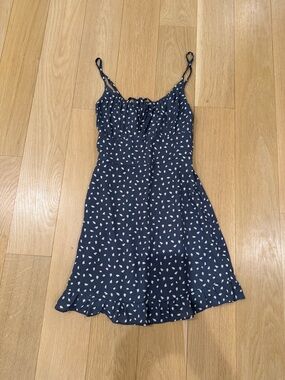 Grey Spotted Ruffle-Hem Mini Dress